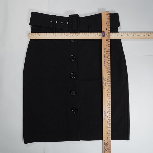Anne Klein black midi length skirt with belt made in USA sz PM - Picture 3 of 6